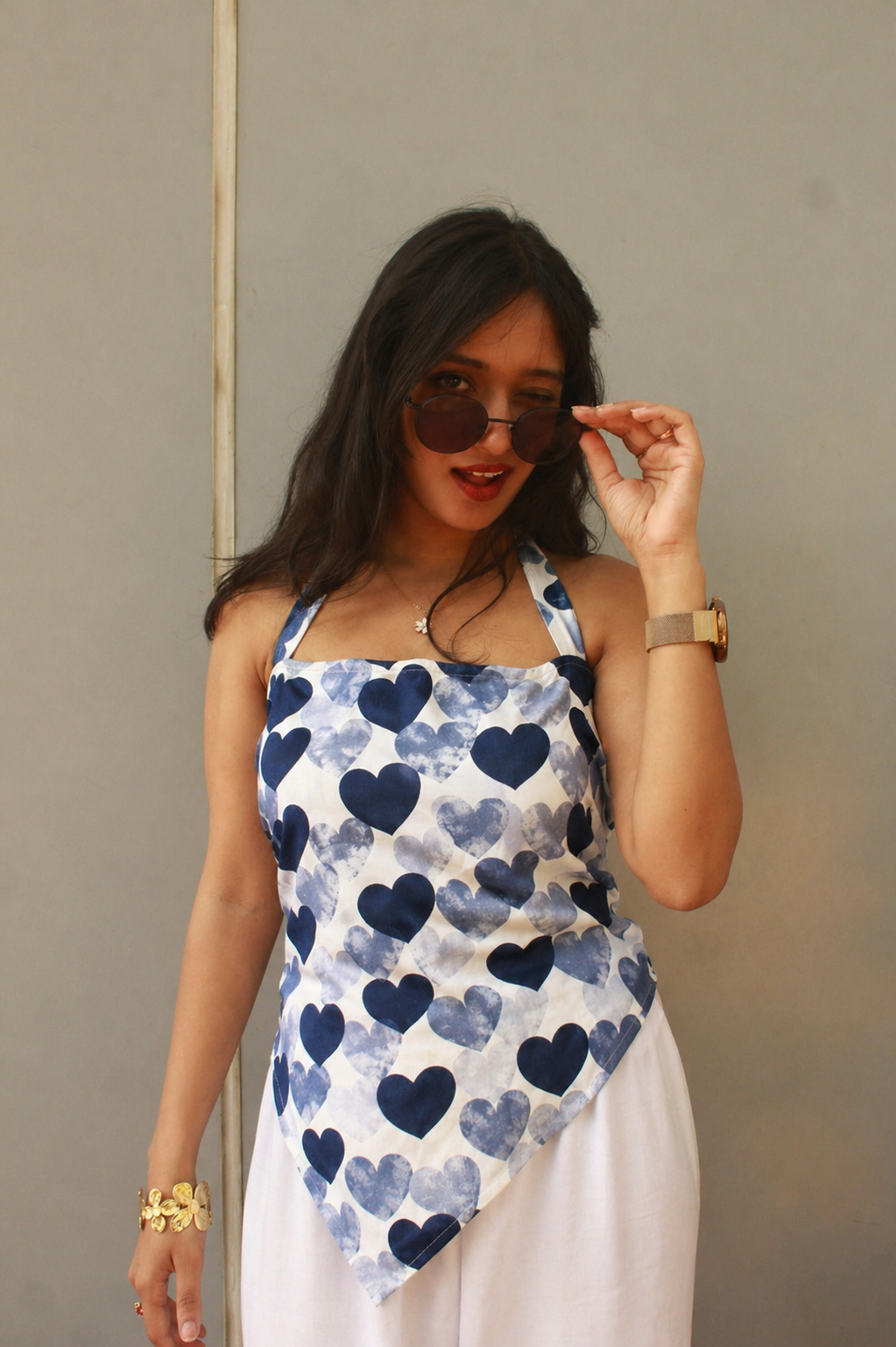 Dilruba halter neck kurti- Blue