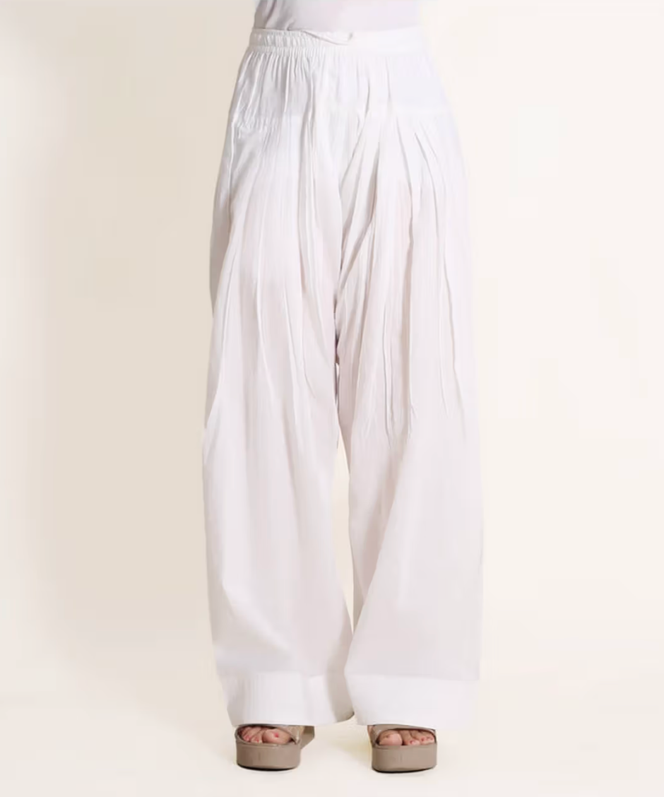Pure Cotton Solid Farshi White Salwar