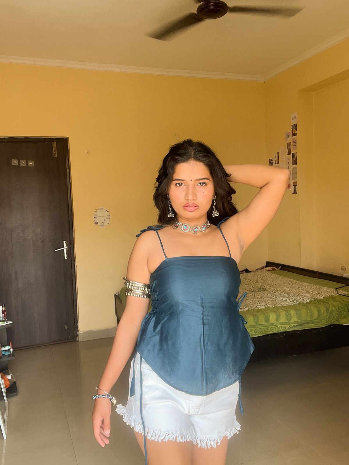 Keyuri Top- Teal Blue