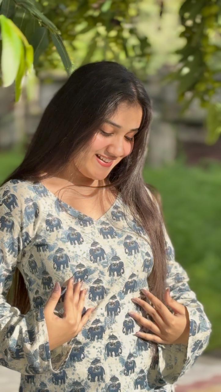 Naaz Kurti- Elephant Printed Kurti
