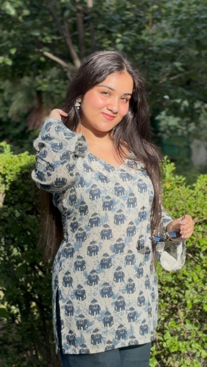 Naaz Kurti- Elephant Printed Kurti